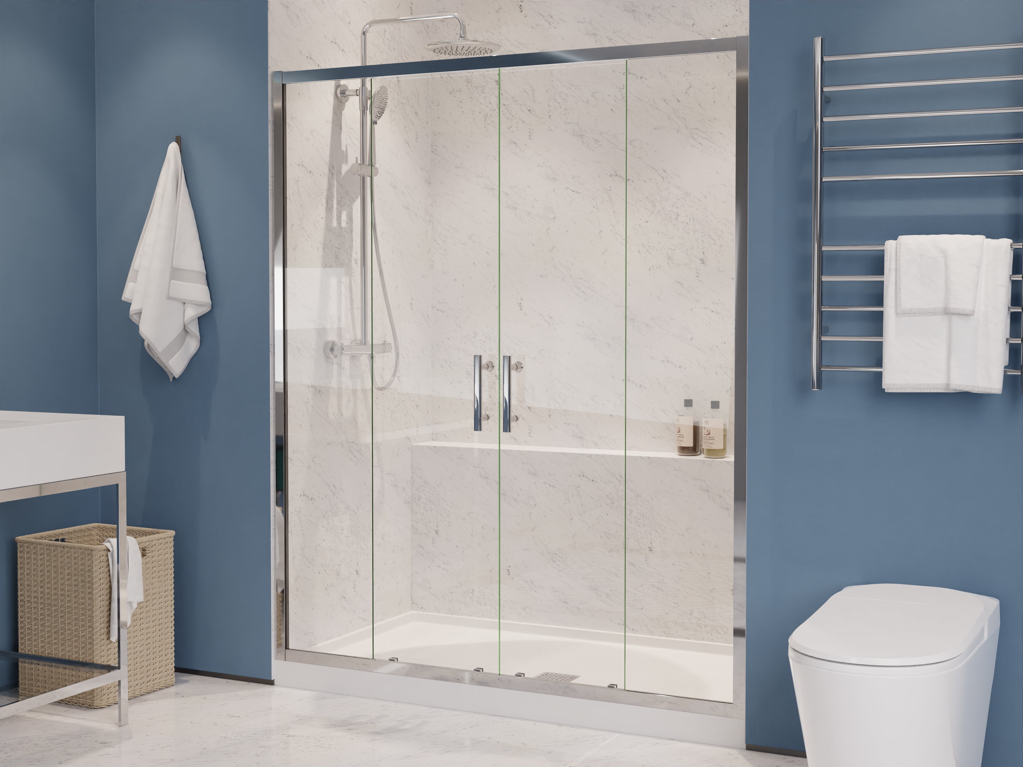 ANZZI 70'' x 60'' Polished Chrome Framed Sliding Shower Door