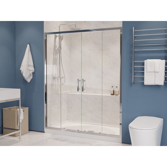 ANZZI Enchant 70-in. x 60.4-in. Framed Sliding Shower Door in Chrome
