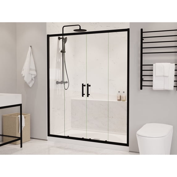 ANZZI Enchant 70-in. x 60.4-in. Framed Sliding Shower Door in Matte Black