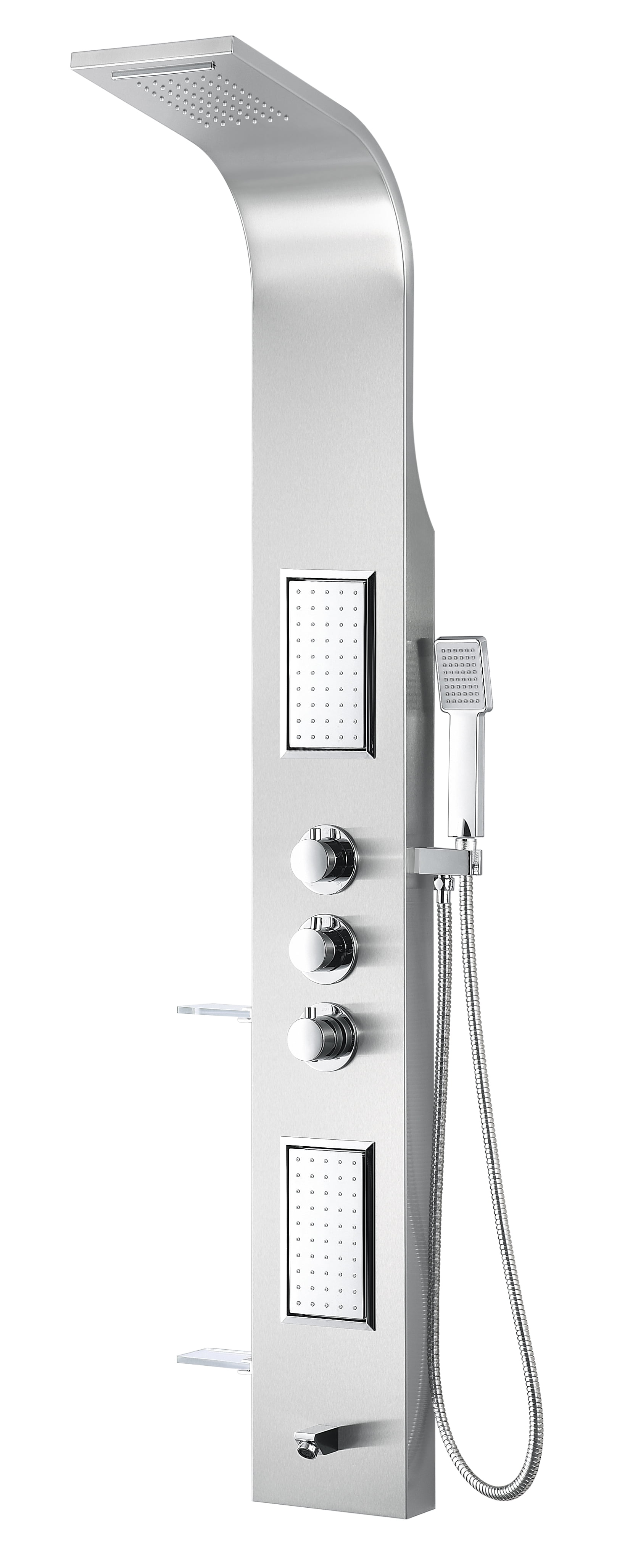 Field Series 58'' Brushed Steel Shower Panel with Body Jets