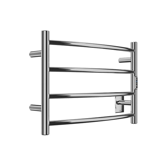 Glow Series 4-Bar Wall Mounted Electric Bathroom Towel Warmer Rack in Polished Chrome Finish Stainless Steel