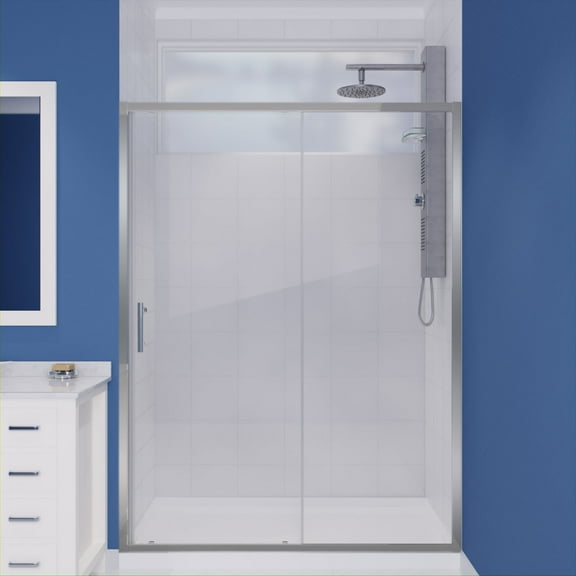 Halberd Series 59-60"W x 72"H Sliding Framed Shower Door in Polished Chrome with Tsunami Guard Tempered Glass