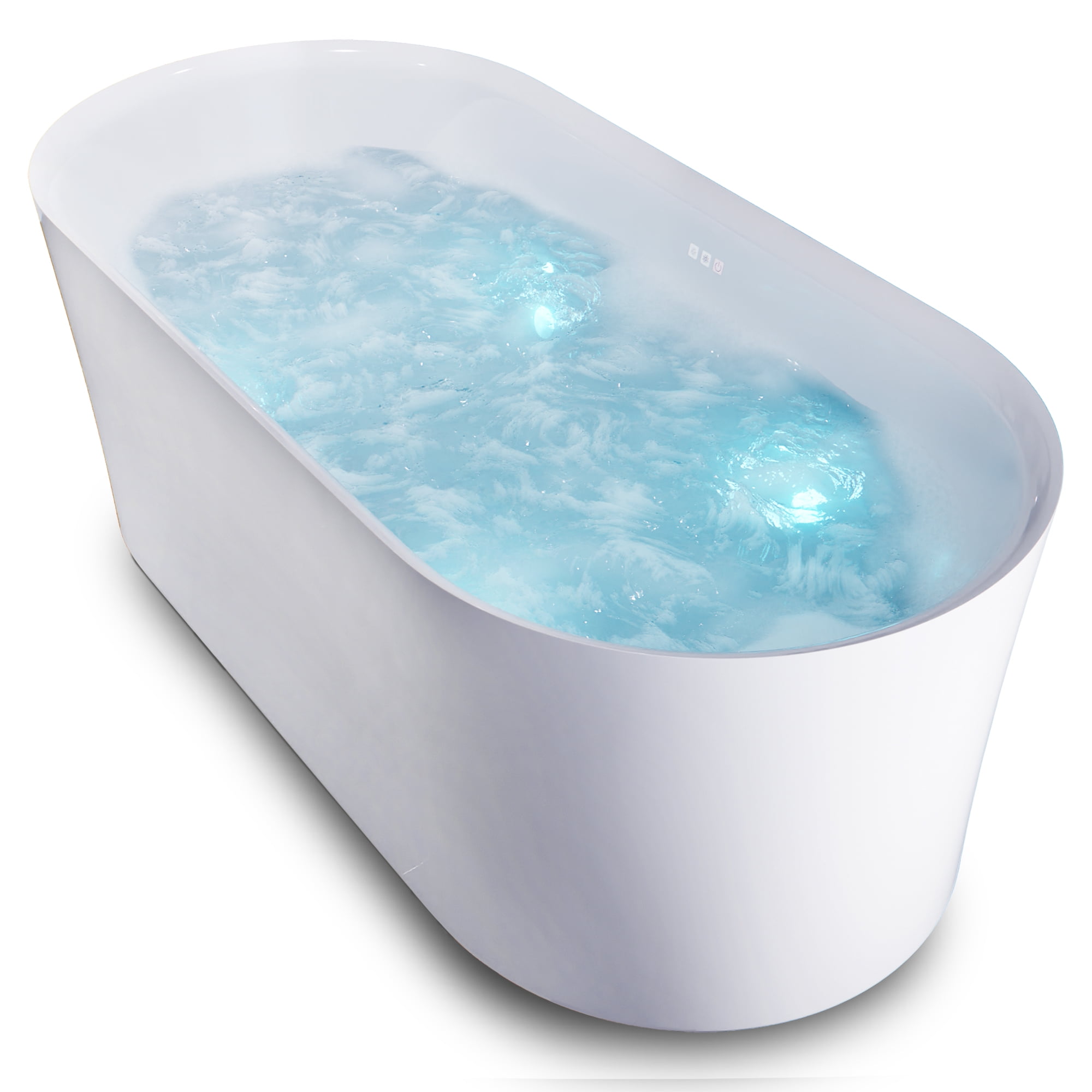 Jericho 67" Glossy White Acrylic Freestanding Jetted Bathtub