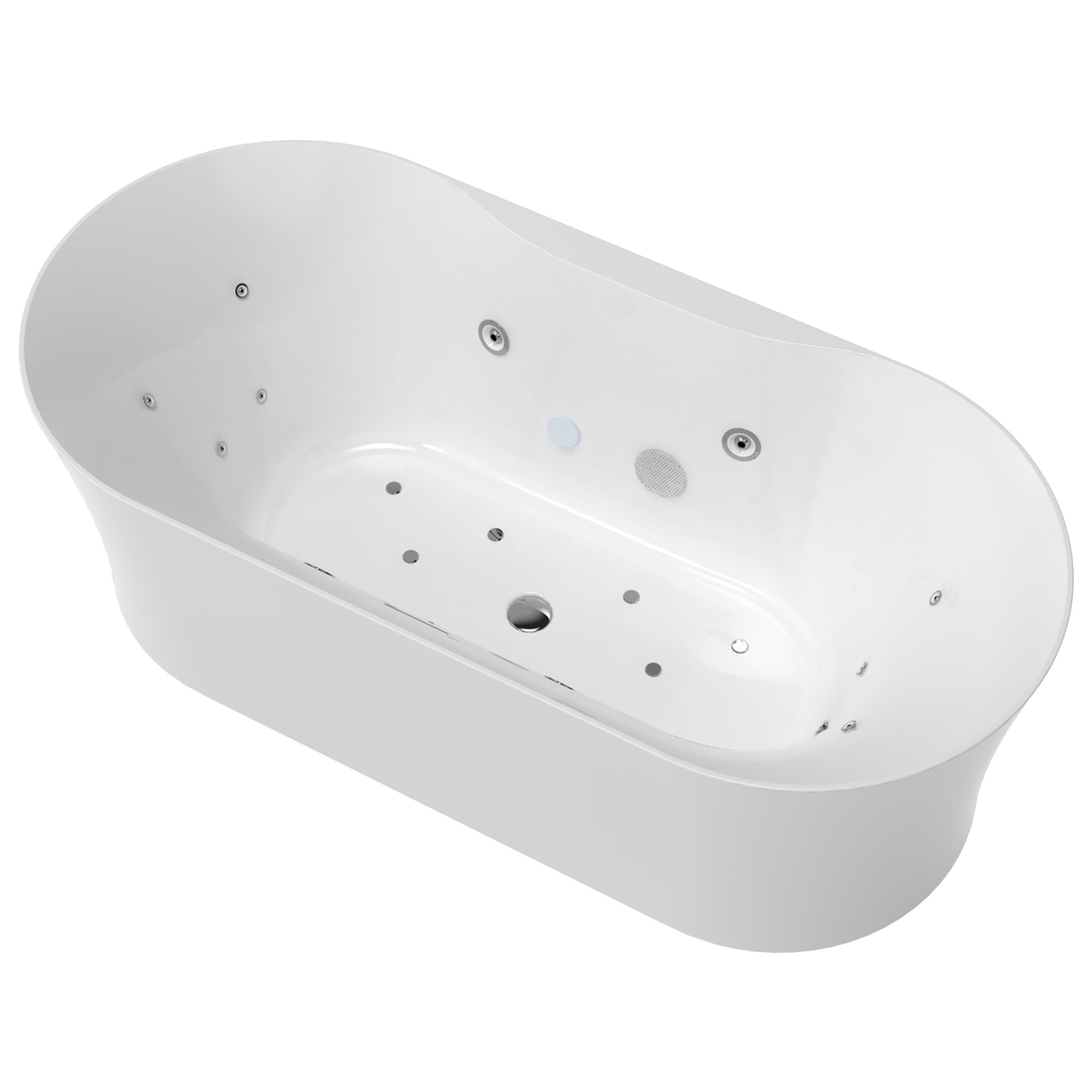 67-Inch White Acrylic Freestanding Whirlpool Bathtub with Chromotherapy