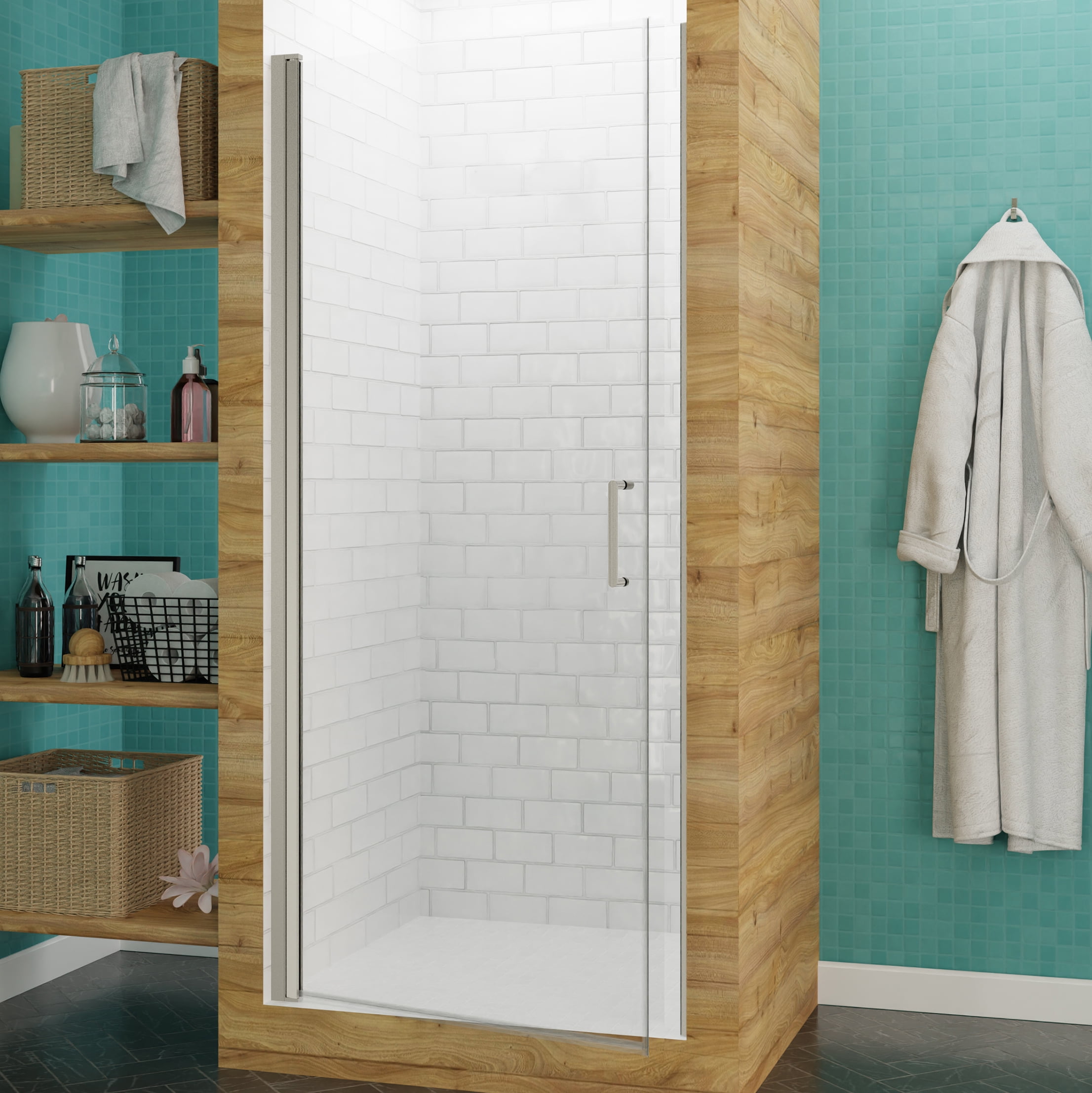 Brushed Nickel Semi-Frameless 23" x 72" Shower Door