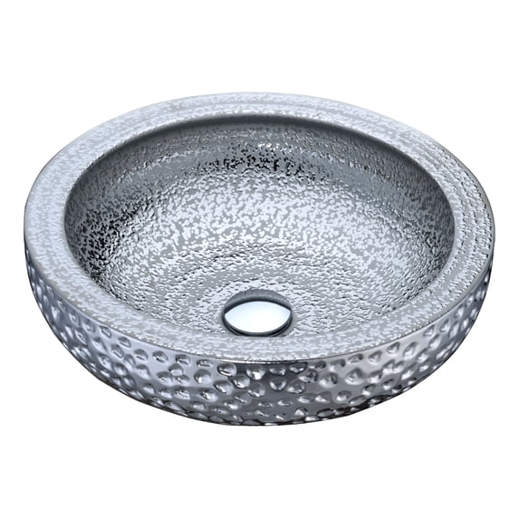 ANZZI Levi 16.5" Bathroom Tempered Glass Vessel Sink in Speckled Silver