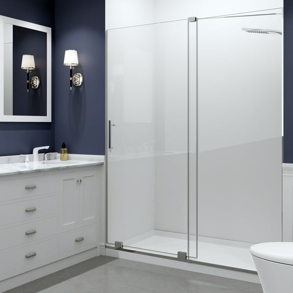 76" H x 60" W Semi-Sliding Frameless Shower Door Polished Chrome