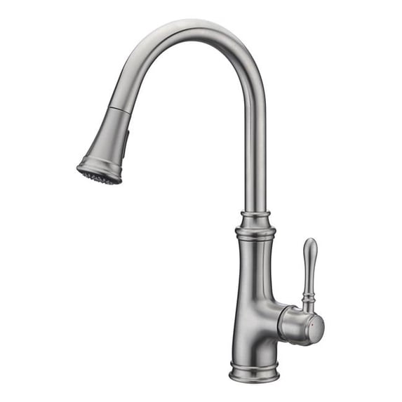 Anzzi KF-AZ1131BN Luna Single Handle Pull-Down Sprayer Kitchen Faucet in Brushed Nickel