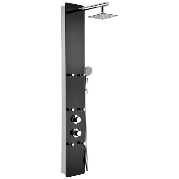 ANZZI Melody Thermostatic Shower Panel Tower System Wall Mount Shower Tower in Black