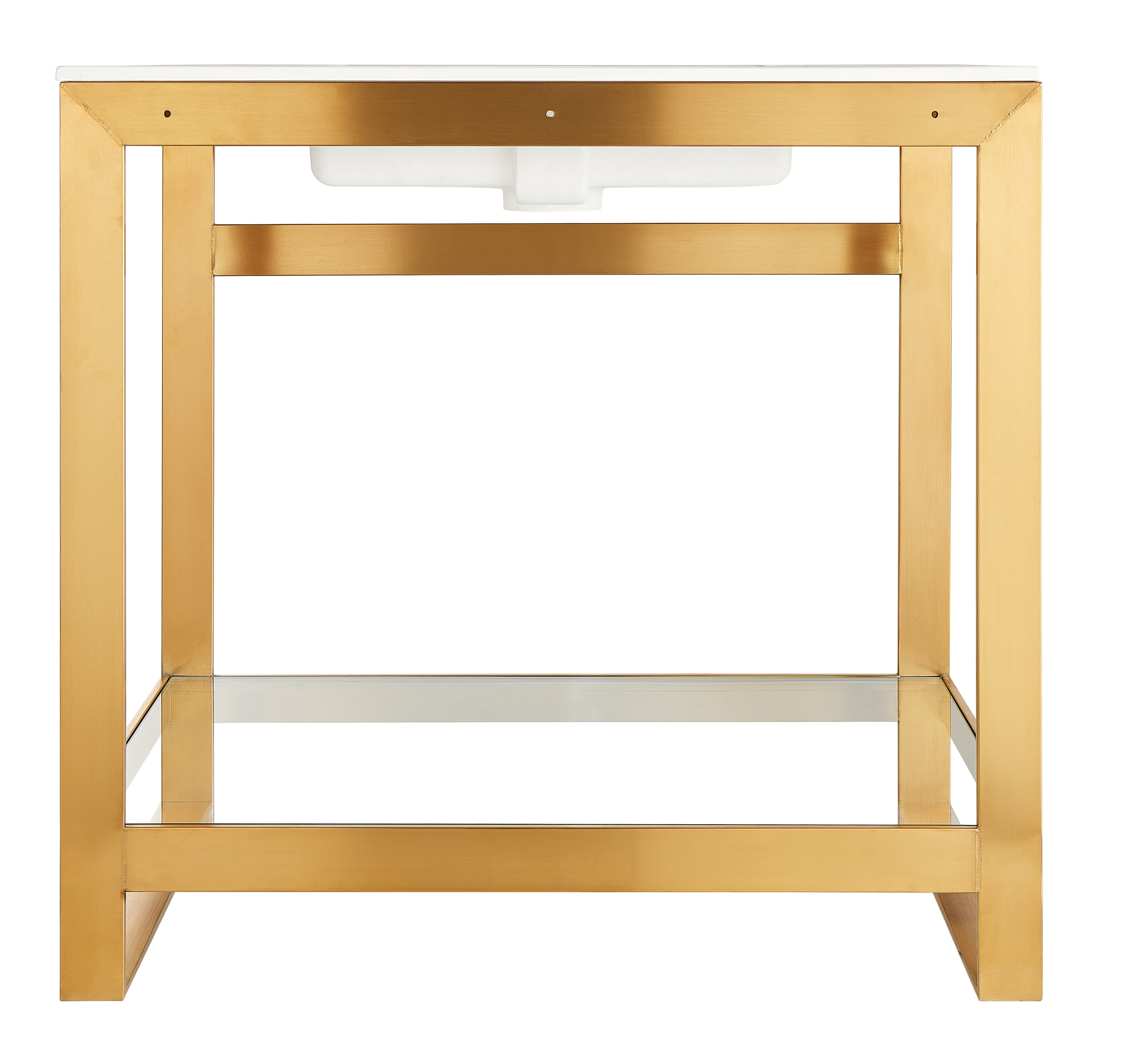 Brushed Gold Stainless Steel Console Sink Frame with Glass Shelf