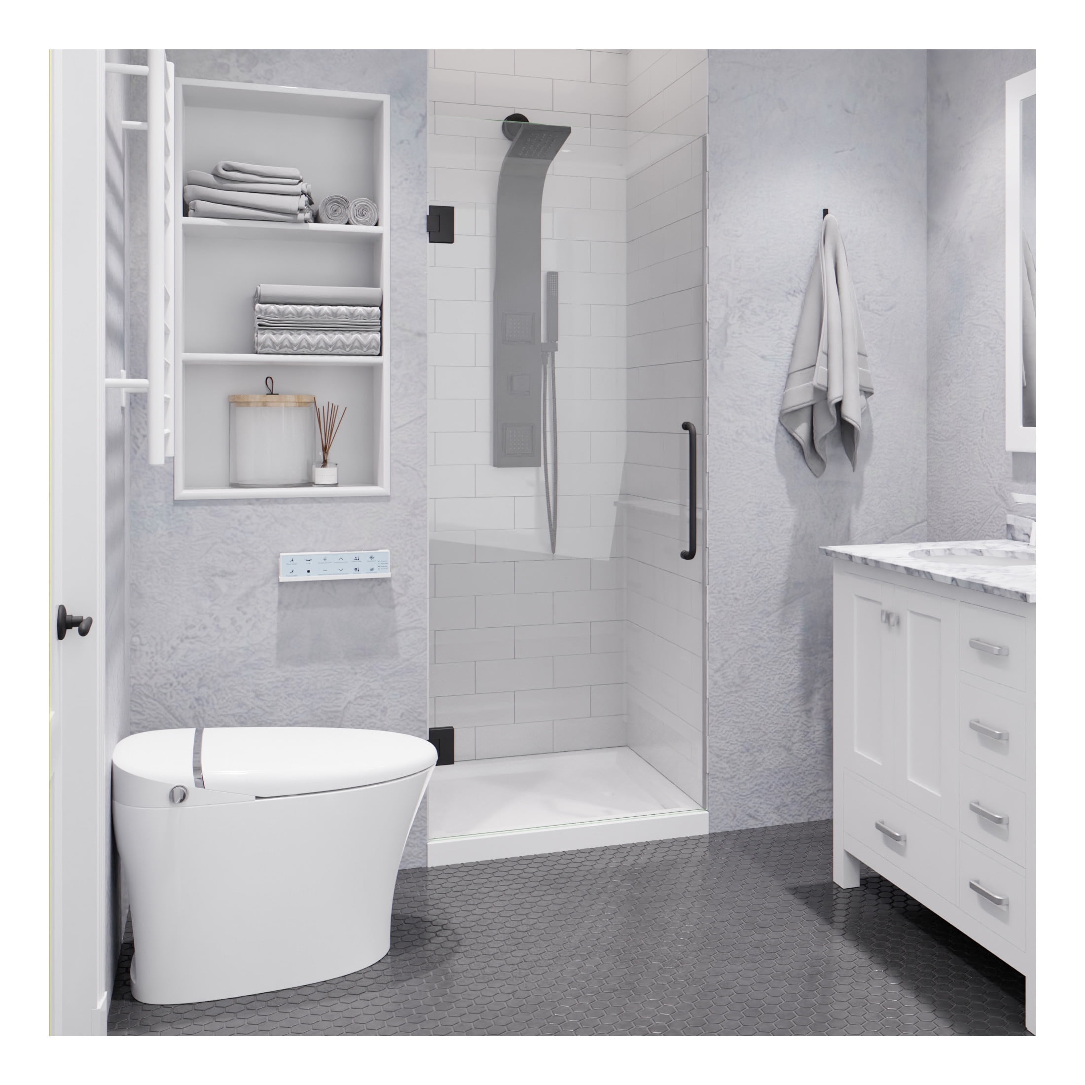 Gunmetal Frameless 30" x 72" Hinged Shower Door with Handle