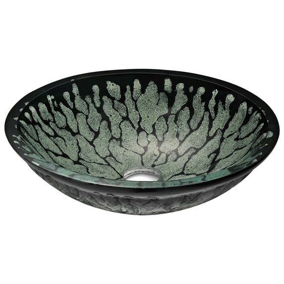ANZZI Patuvendi Series Deco-Glass Vessel Sink in Lustrous Black