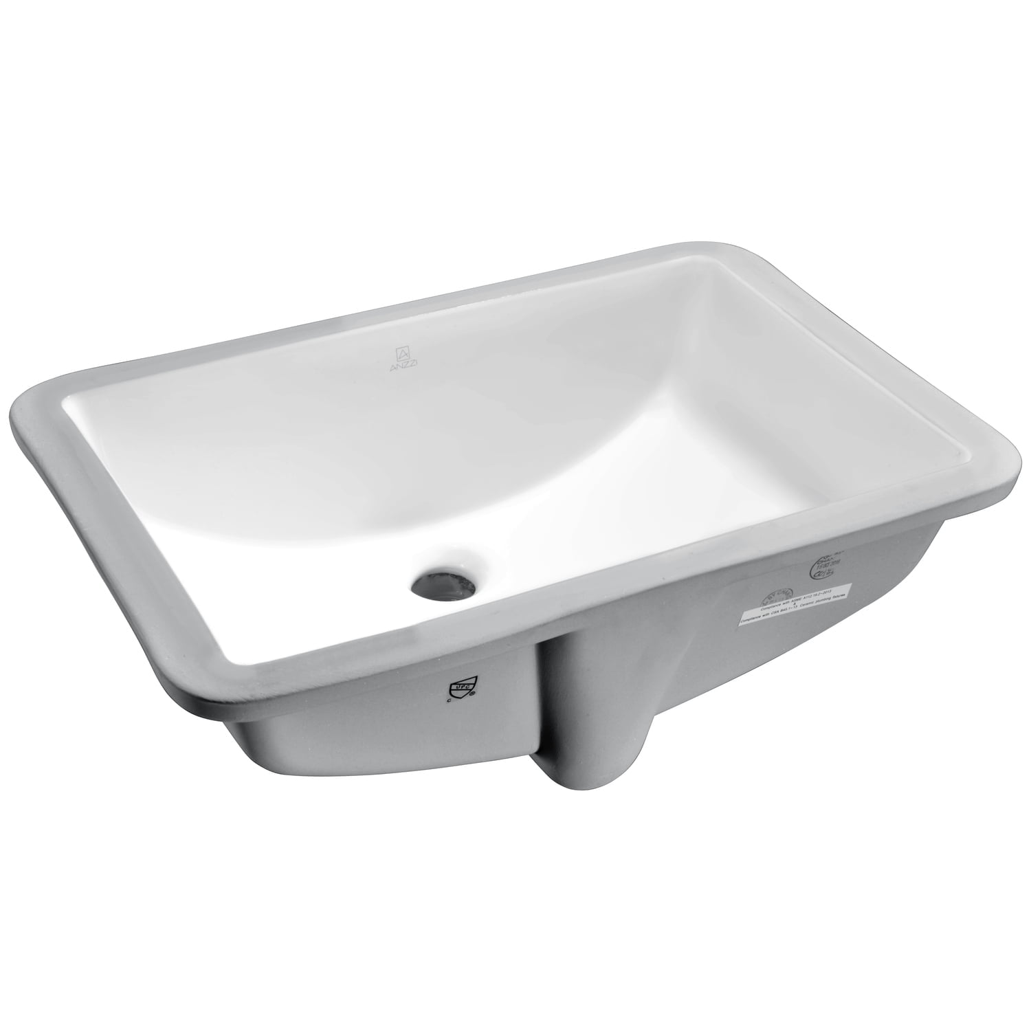 ムニョス(A&S) ANZZI Pegasus Series 21 in. Ceramic Undermount Sink Basin in White