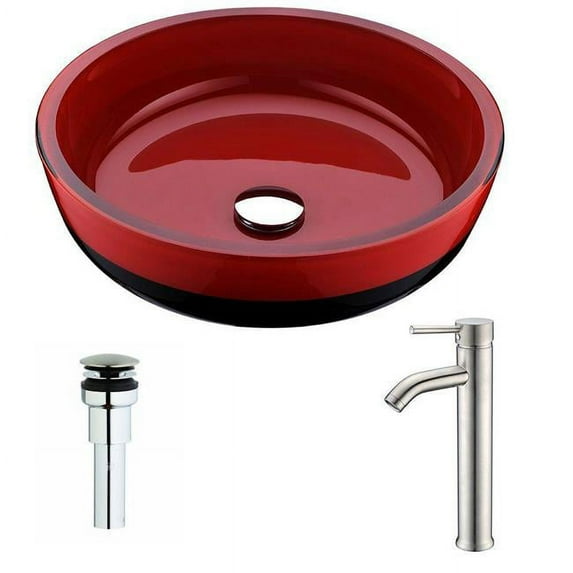 ANZZI Pendant Series Deco-glass Vessel Sink in Lustrous Frosted with Harmony Faucet in Brushed Nickel
