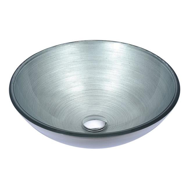 Posh Brushed Silver Glass Circular Vessel Sink