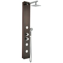 ANZZI Pure Thermostatic Shower Panel Tower System Wall Mount Handheld Luxury Shower Heads in Wood