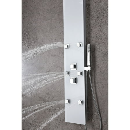 ANZZI Rhaus 6-Jetted Full Body Shower Panel with Heavy Rain Shower in White