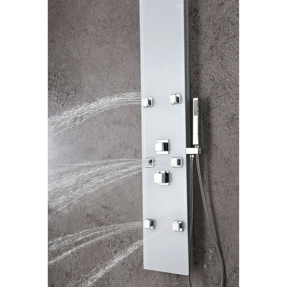 ANZZI Rhaus 6-Jetted Full Body Shower Panel with Heavy Rain Shower in White