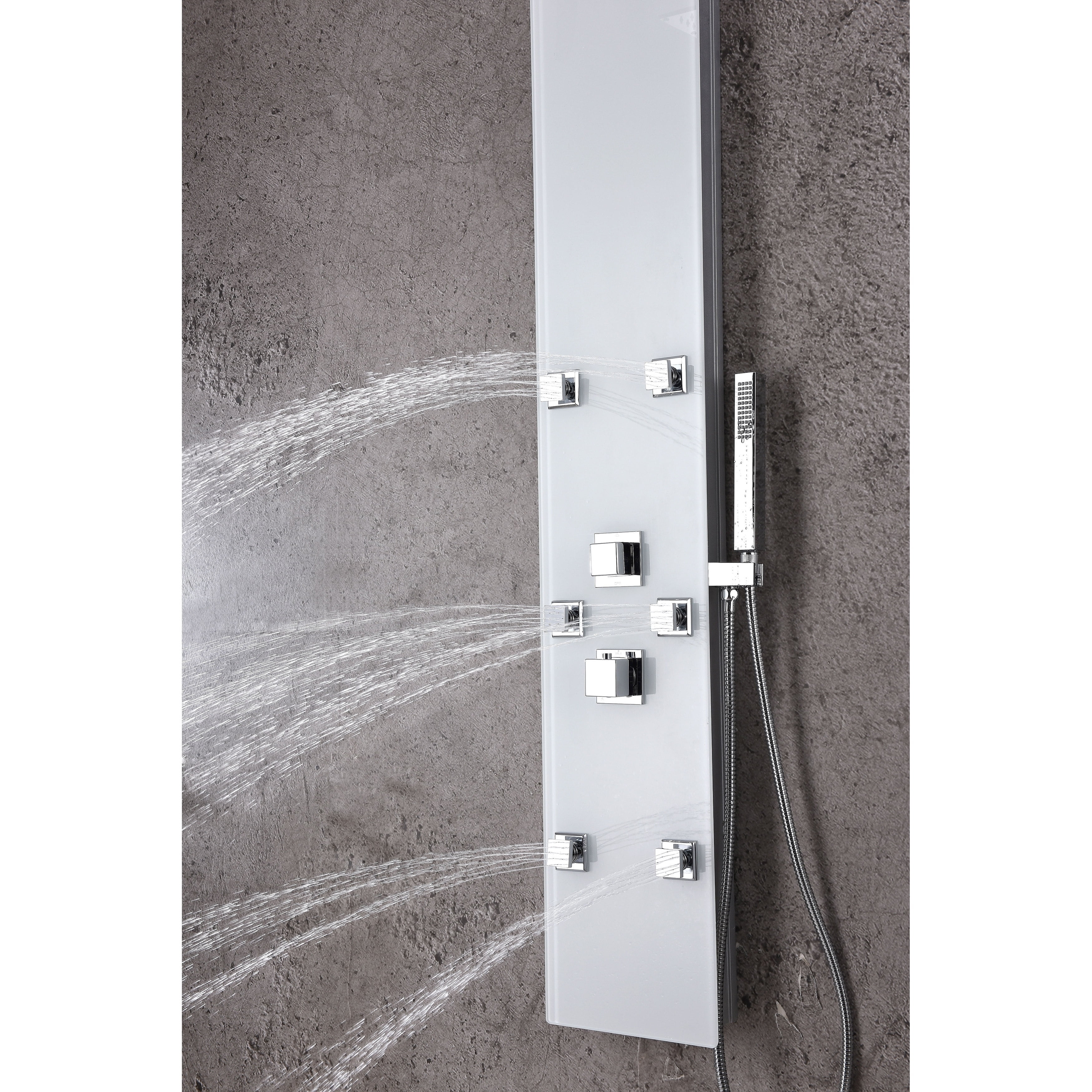 Rhaus 60'' White Tempered Glass Shower Panel with Jets