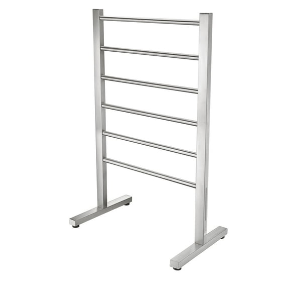 ANZZI Riposte Series 6-Bar Stainless Steel Floor Mounted Electric Towel Warmer Rack-Brushed Nickel