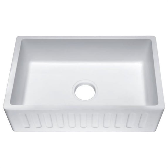 ANZZI Roine 36 In. Farmhouse Apron Front Man Made Stone Single Bowl Kitchen Sink in Matte White