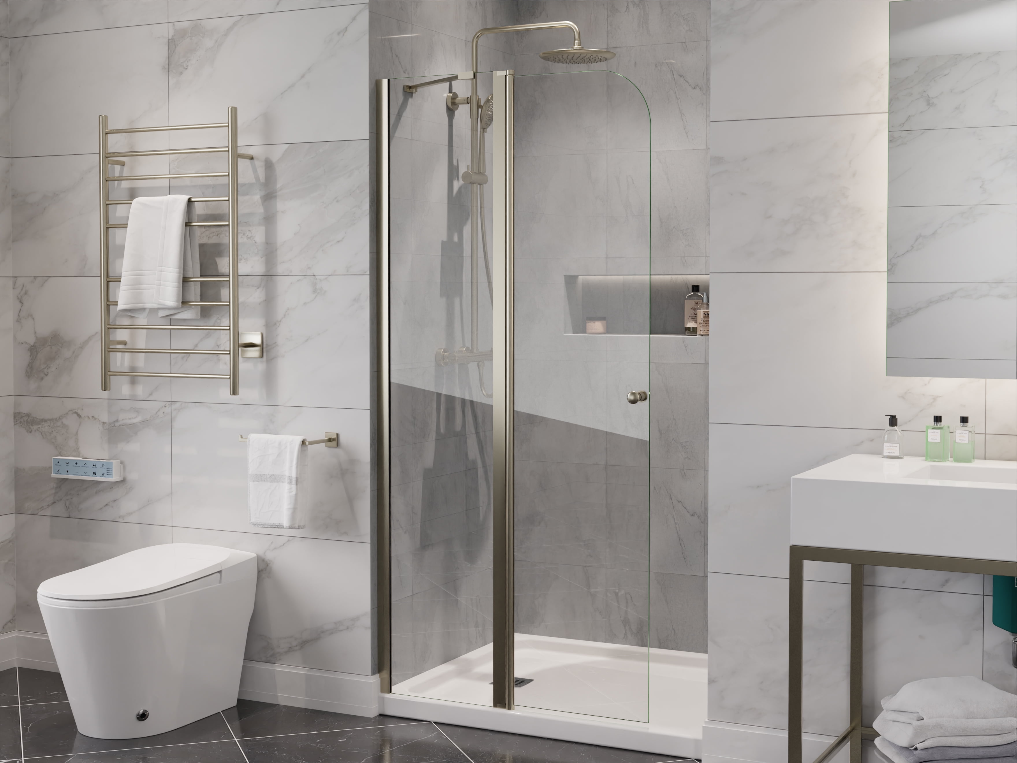 ANZZI 72-Inch Frameless Clear Glass Shower Door with Brushed Nickel Finish