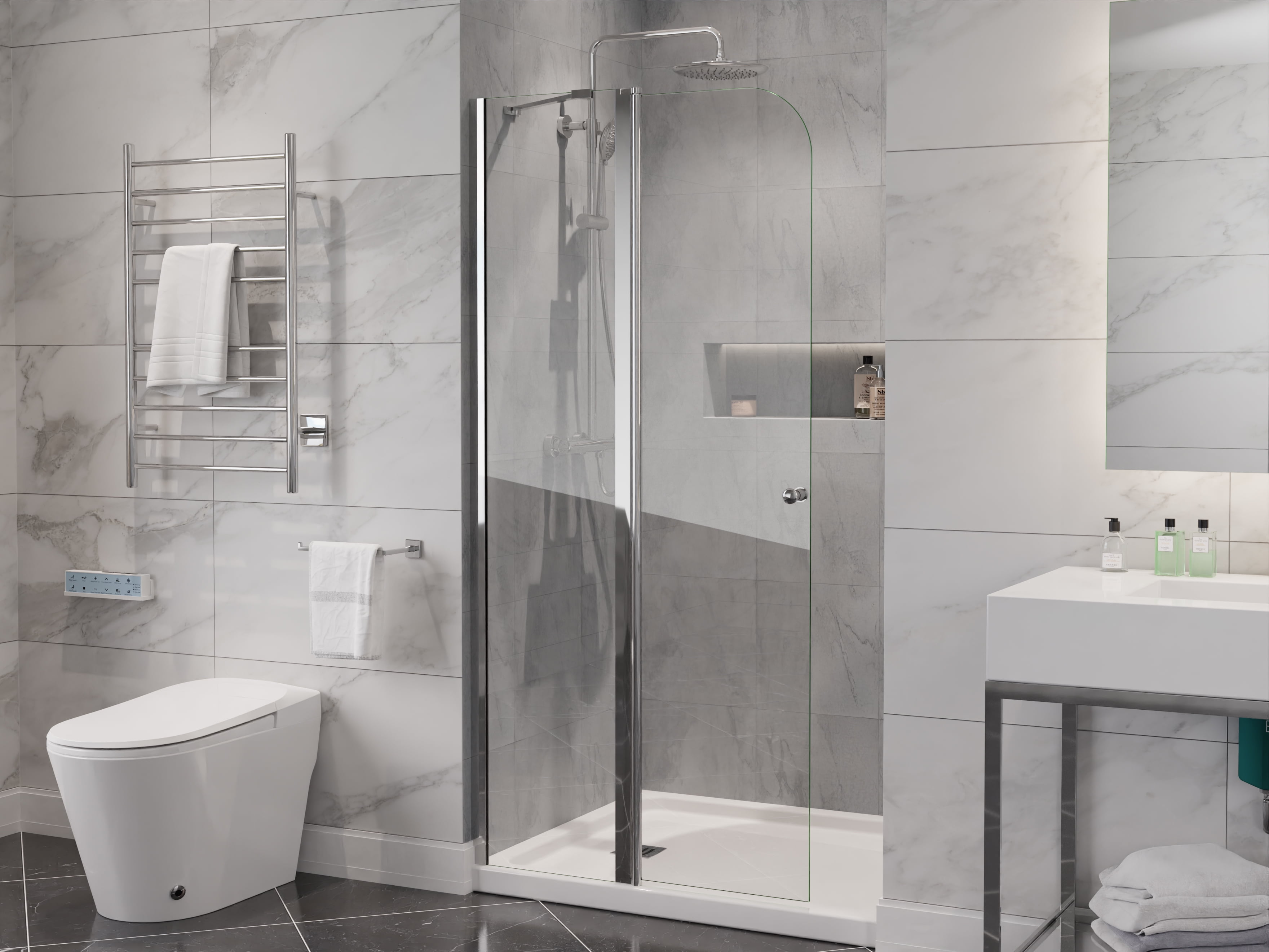 Polished Chrome Frameless Tempered Glass Shower Door