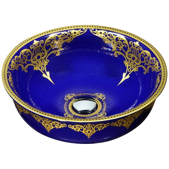 ANZZI Sauano 16.5" Bathroom High Tempered Glass Vessel Sink in Royal Blue