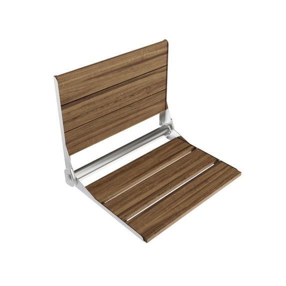 ANZZI Folding Shower Seat Saxon Series, Teak Wood Wall-Mounted for Safety & Comfortable Bath 15 in.