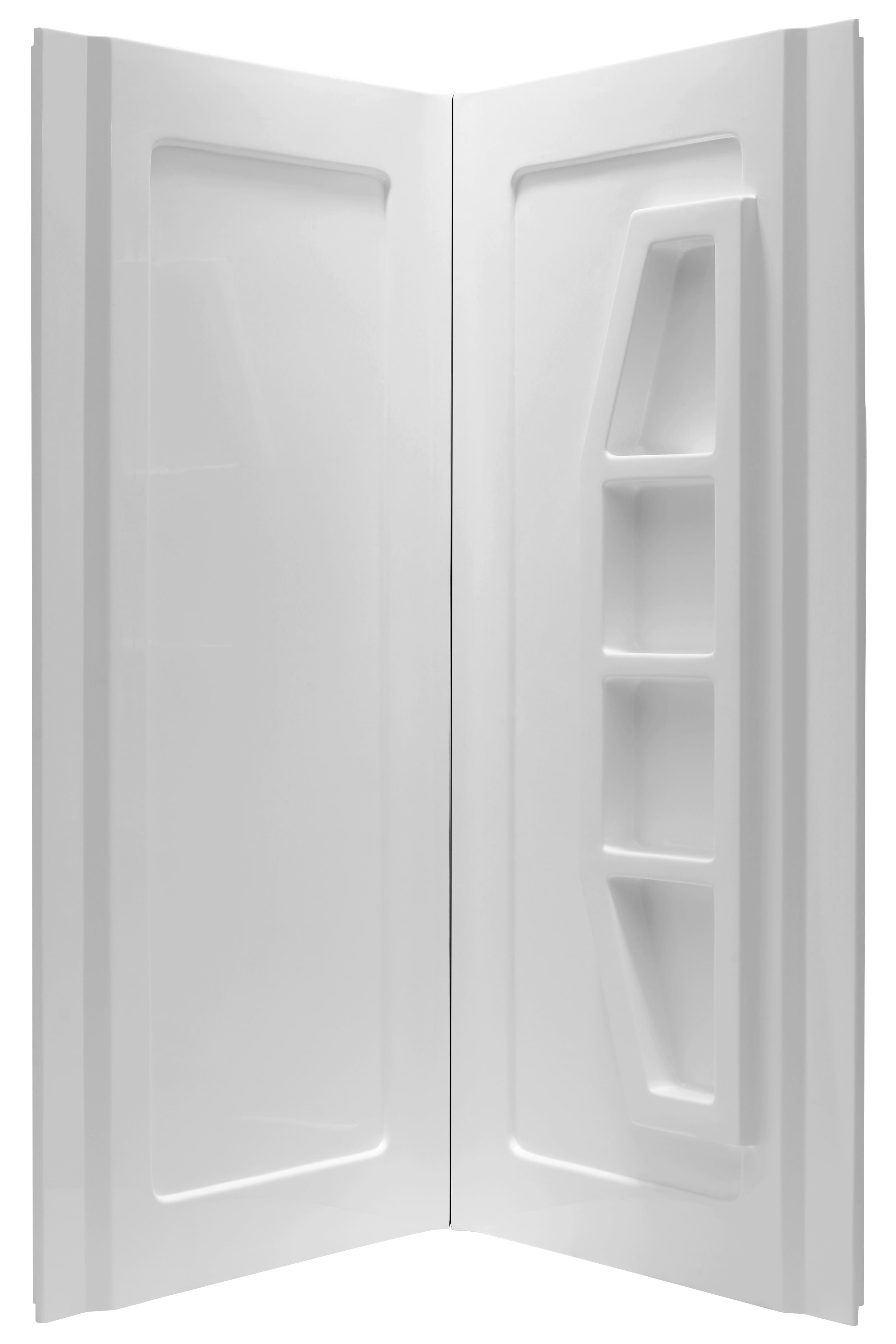 Sharman 36'' White Acrylic Corner Shower Surround with Shelves