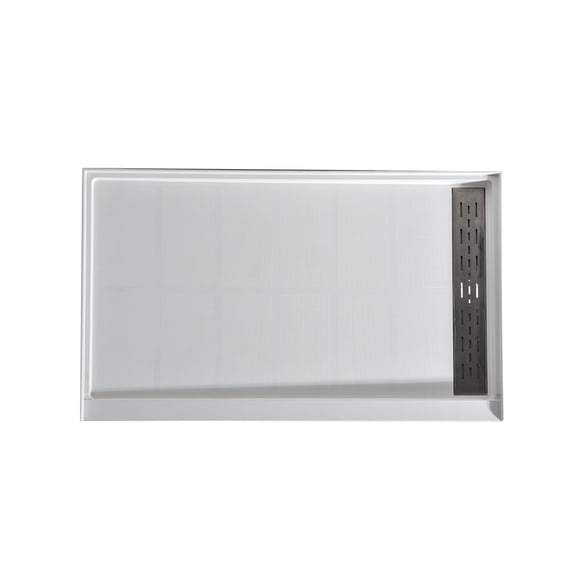 Alexander 60 in. L x 32 in. W Alcove Shower Pan Base with Right Drain in Glossy White Marine Acrylic