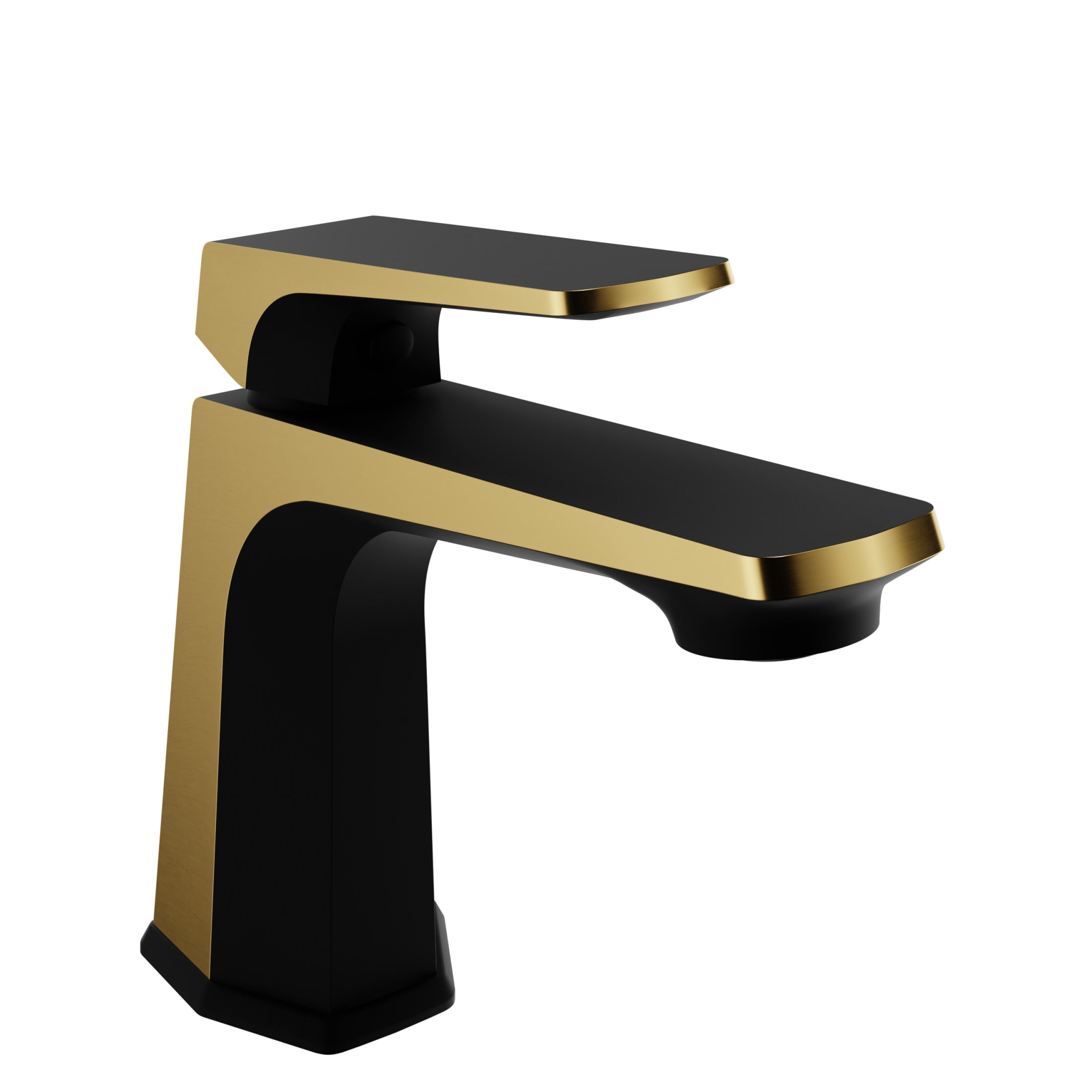 ANZZI Bathroom Faucet with Pop-Up Drain, Single-Handle Single-Hole in Matte Black / Brushed Gold