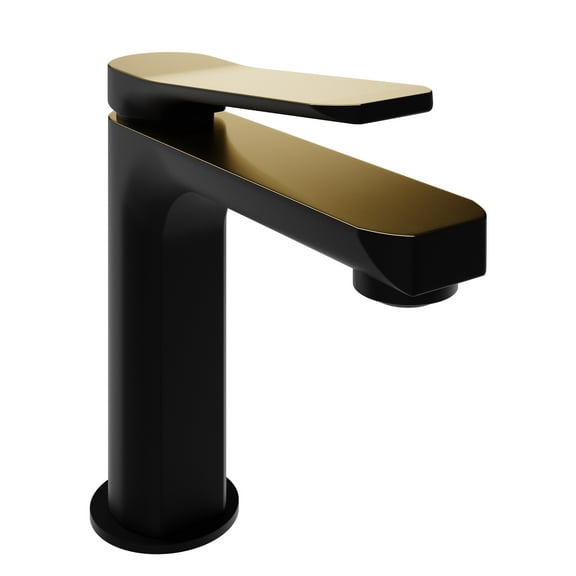 ANZZI Single Handle Single Hole Bathroom Faucet With Pop-up Drain in Matte Black & Brushed Gold