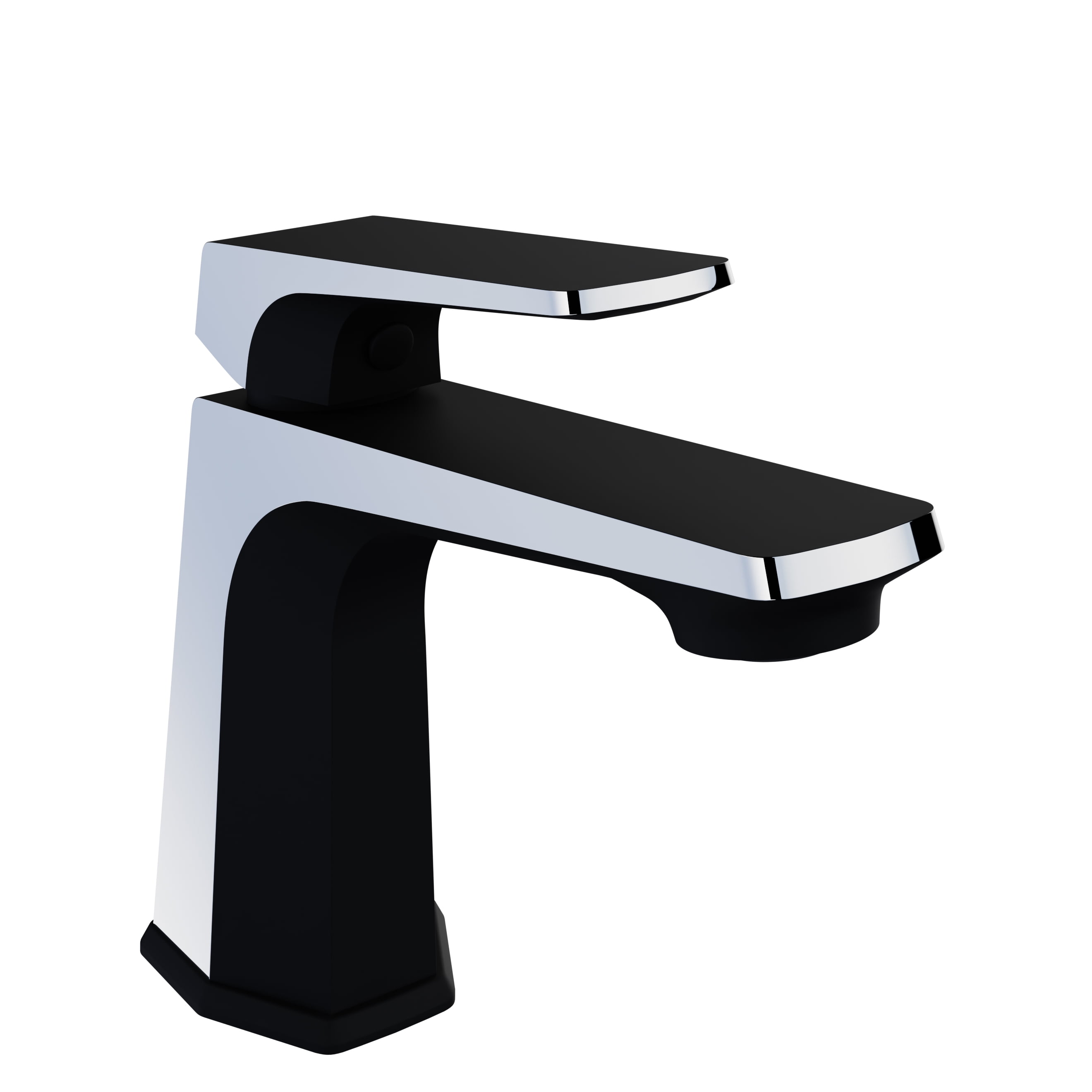 Matte Black and Chrome Single Handle Bathroom Faucet with Pop-Up Drain