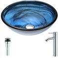thumbnail image 1 of ANZZI Soave Glass Circular Vessel Bathroom Sink with Faucet, 1 of 2