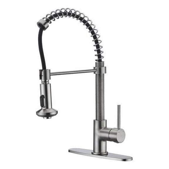 ANZZI Step Single Handle Pull-Down Sprayer Kitchen Faucet in Brushed Nickel
