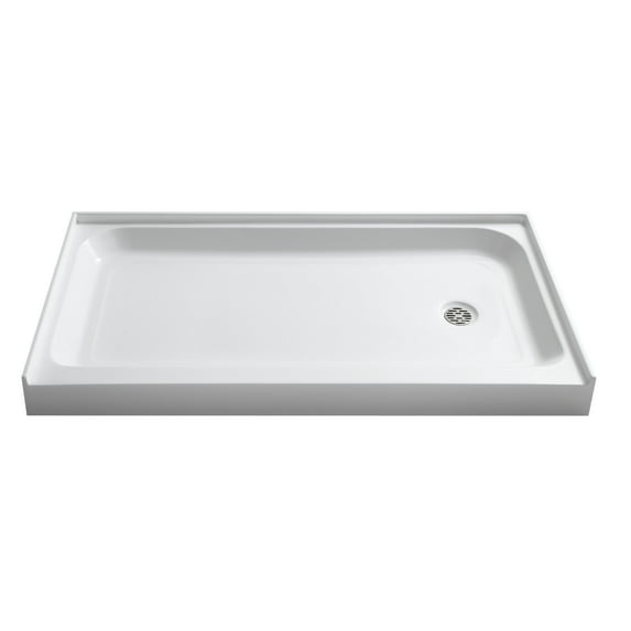 ANZZI Tier 36 X 60 In. Right Drain Single Threshold Shower Base In White - SB-AZ04RD