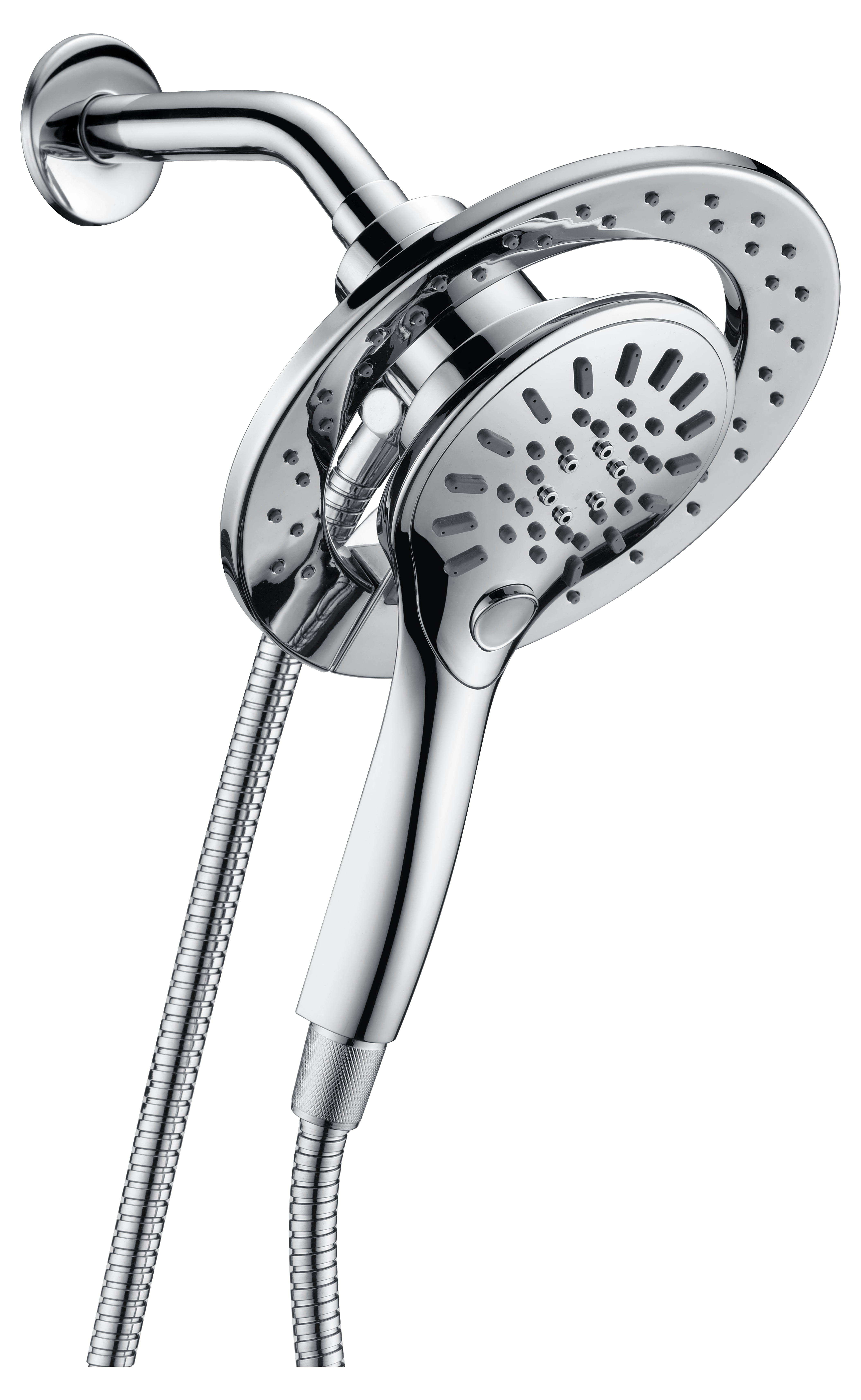 Polished Chrome Dual Wall Mount Handheld Shower Head