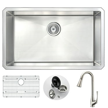 ANZZI  Vanguard 30" Undermount Single Bowl Kitchen Sink with Nickel Singer Faucet