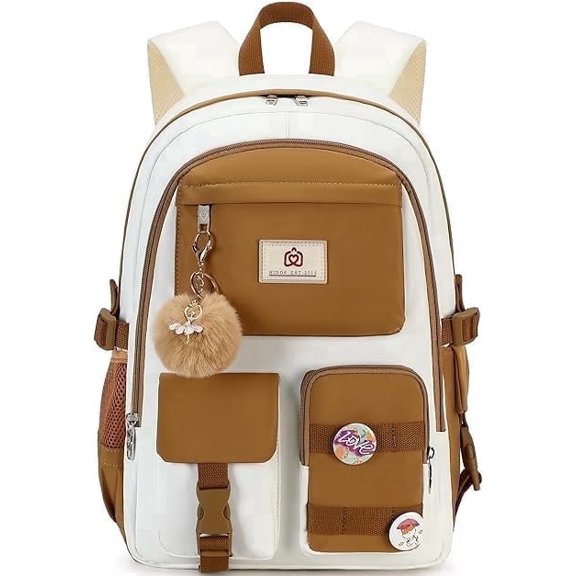 AO ALI VICTORY Laptop Backpack 15.6 inch College Backpack Large Schoolbag Anti Theft Travel Backpack Casual Daypack Schoolbag Teen Ladies (Beige Khaki)
