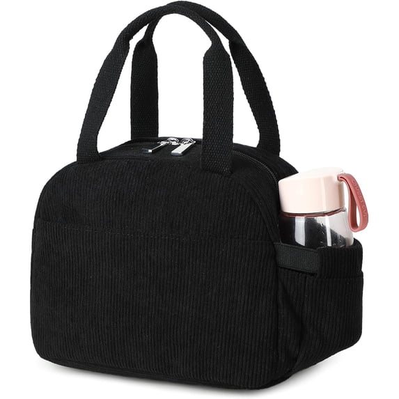 AO ALI VICTORY Lunch Box Lunch Bag Insulated Lunchbox Cute Reusable Lunch Tote bags for School Work Picnic for Kids Girls Women(Black)