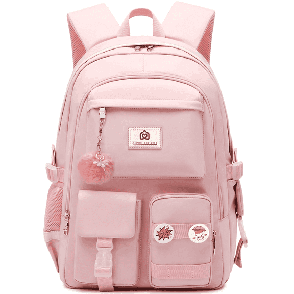 AO ALI VICTORY Laptop Backpack 15.6 inch College Backpack Large Schoolbag Anti Theft Travel Backpack Casual Daypack Schoolbag Teen Ladies (Pink)