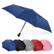 AOACreations 42" Umbrella, Vented Double Canopy, Heavy Compact Folding, Windproof, Auto-Open, Blue