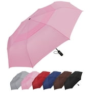 AOACreations Large 55" Umbrella, Vented Double Canopy, Heavy Compact Folding, Auto-Open, Pink