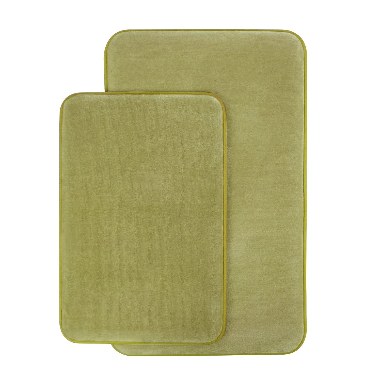 AOACreations Memory Foam Bath Rug, Bathroom Mat Set of 2 Pcs, Olive