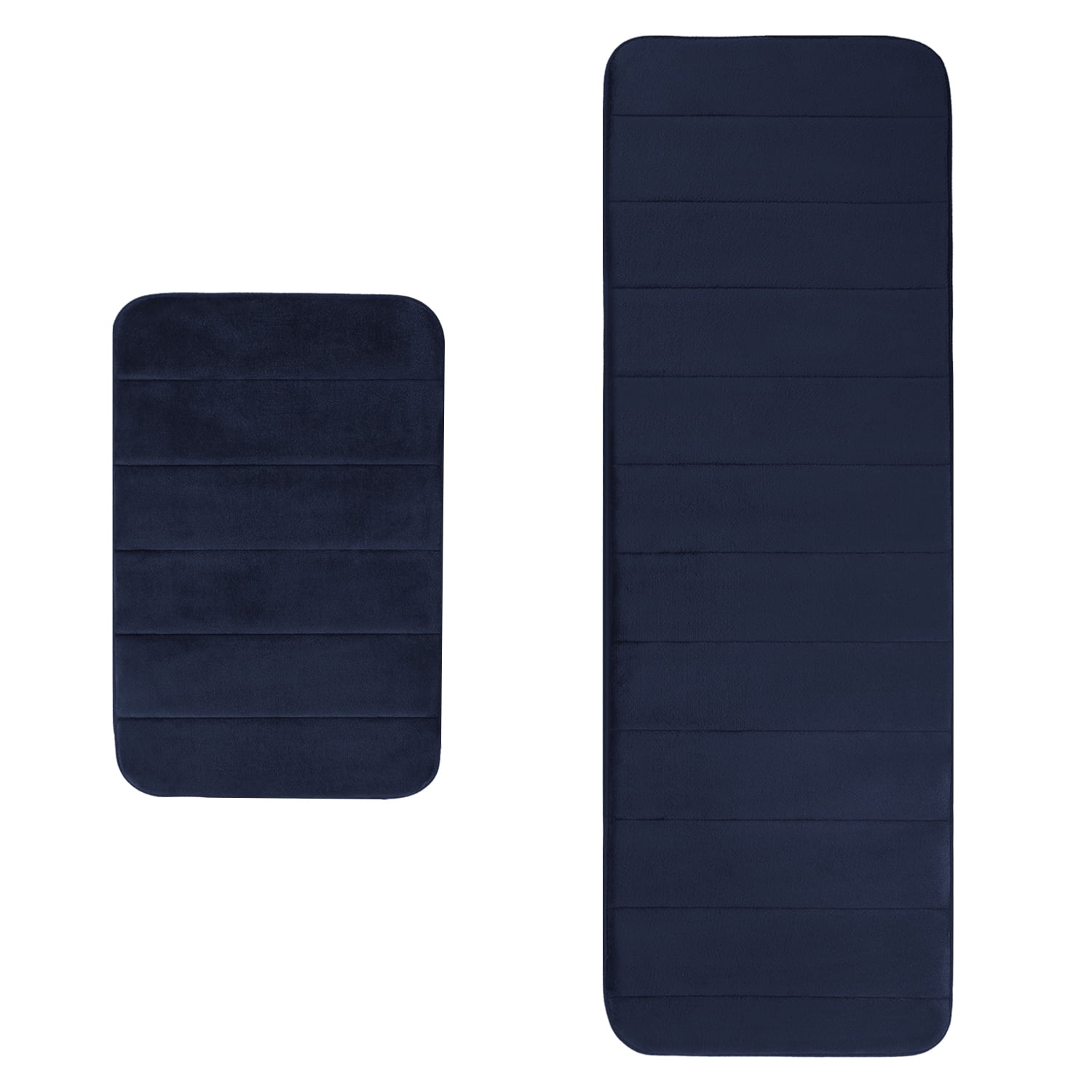 AOACreations NonSlip Memory Foam Bath Rug, Navy Blue Bathroom Mat Set