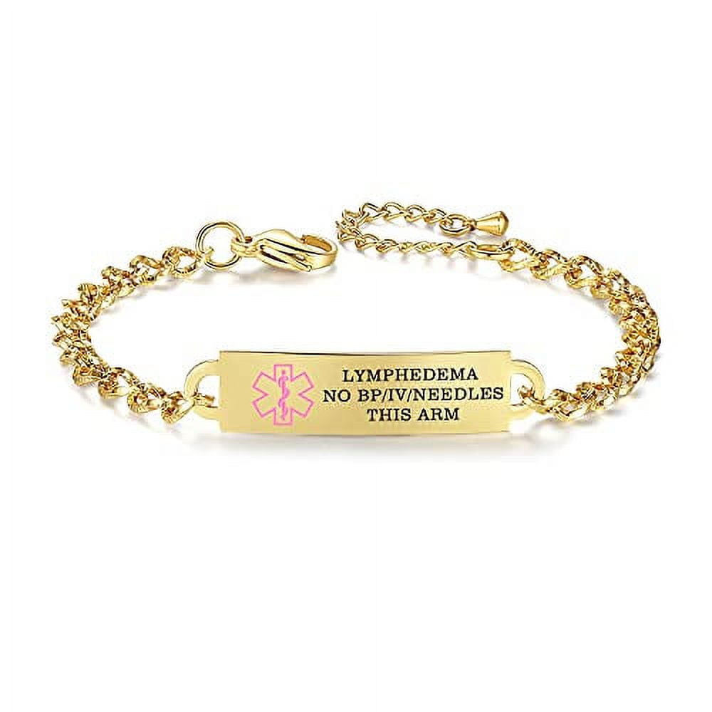 AOAMID Medical Alert Bracelet for Women Adjustable Personalized Free