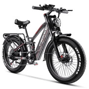 AOANGO Electric Bike for Adults, 5000W Ebike, 50MPH 120Miles Electric Mountain Bike, 26Fat Tire with 60V 50AH Battery Full Suspension Cruiser Bike