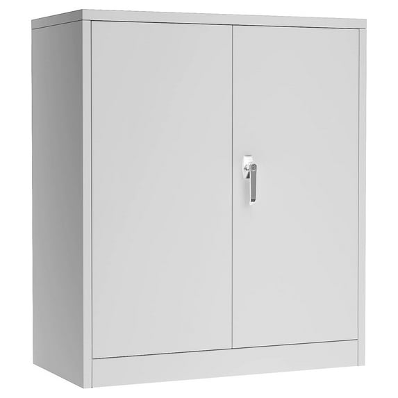 AOBABO 41.6" Locking Metal Storage Cabinet with 2 Adjustable Shelves, Grey