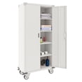 thumbnail image 1 of AOBABO 72” Locking Metal Garage Home Office Storage Cabinet w/Wheels, White, 1 of 13